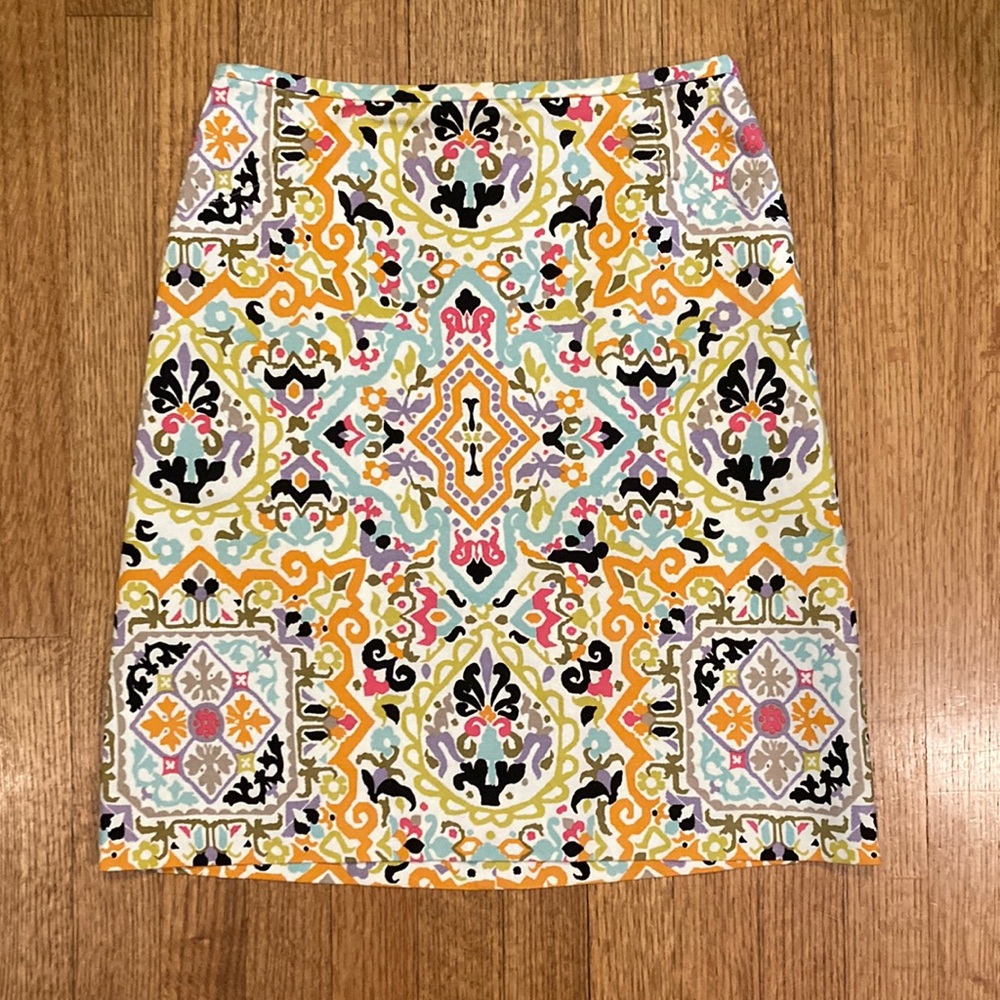 Eccoci Blue and Coral Print Cotton Skirt Size 0